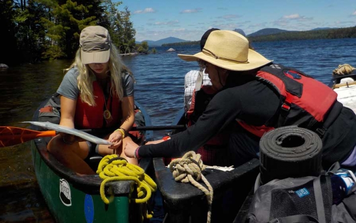 teens learn canoeing skills